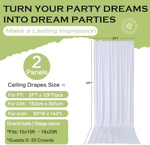 10x12 ft White Backdrop Curtains for Weddings Parties, Birthdays and Photos - Image 5