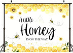 9X6ft Fabric Honeycomb Sunflower Bee Backdrop, A Little Honey is On The Way Photography Background, Party Decorations Tapestry, Wedding Baby Shower Wall Decor, Photo Studio Props - Image 3