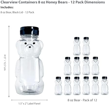 12 Pack - 8 Ounce Plastic Honey Bears w/Black Lids - Image 2