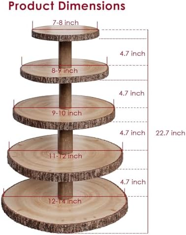 Wood Cupcake Stand, 5 Tier Cupcake Tower, Large Rustic Cake Display Holder - Image 3