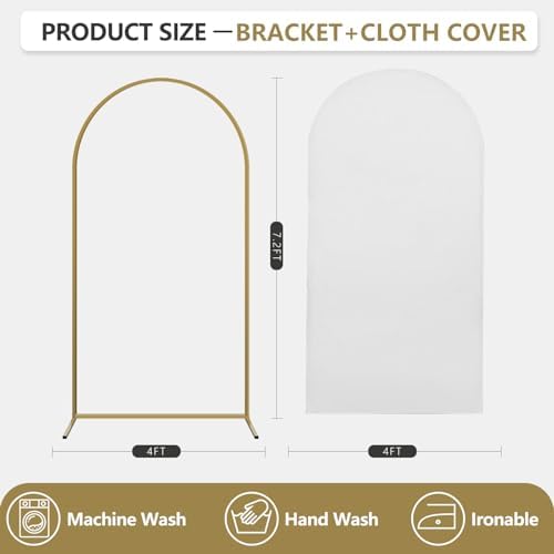 Arch Backdrop Stand and Cover Set, Metal Balloon Arch Backdrop 7.2ft, Gold Arched Stand Frame for Wedding, Parties,Birthday, Backdrop Decorations (White,7.2ft) - Image 2