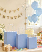 qiqee 100PCS Gift Bag with Handles Bulk Light Blue Paper Bags Assorted Sizes(33pcs Large 13",33pcs Medium 11",34pcs Small 8") - Image 7