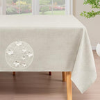 H.VERSAILTEX Linen Table Cloths Rectangle 60 x 84 Inch Premium Tablecloth Spill-Proof Waterproof Table Cover for Dining Buffet Feature Extra Soft and Thick Fabric Wrinkle Free, Natural by HVERSAILTEX