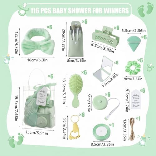 116Pcs Baby Shower Prizes Game Winners Favors Gifts Set (Green) - Image 2