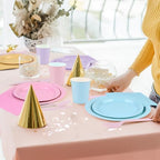 durony 360 Pieces Pastel Rainbow Disposable Party Supplies Serves 48 Guests Include 7" and 9" Pastel Paper Plates Cups Napkins Cutlery Pastel Rainbow Party Decorations for Birthday Wedding Baby Shower - Image 5