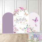 Purple Butterfly Kisses Arch Backdrop Cover Double-Sided Arch Frame Stretchy Cover for Pink Butterfly Birthday Party Girls Baby Shower Decorations (3X5ft,G-3343) - Image 3