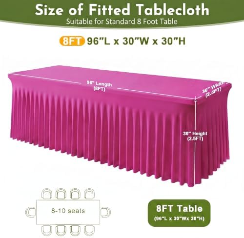2Pack Spandex Tablecloth for 8FT Rectangle Tables,Table Skirt - Image 3