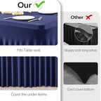Wish Care 2 Pack Navy Blue Spandex Table Clothes for 8 Foot Rectangle Tables, 8FT Wrinkle Free Fitted Tablecloths Ruffles Design Table Cover for Party, Banquet, Wedding and Events - Image 3