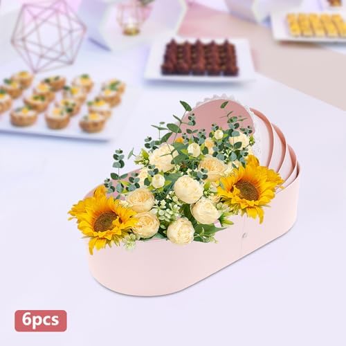 FAIRYPAGODA 6PCS Cradle-shaped Gift Box, Baby Shower Flower Basket Gift Box, Pink Companion Floral Basket, Medium Cradle Floral Basket, Baby-Shower Crib Basket Cardboard Box - Image 6