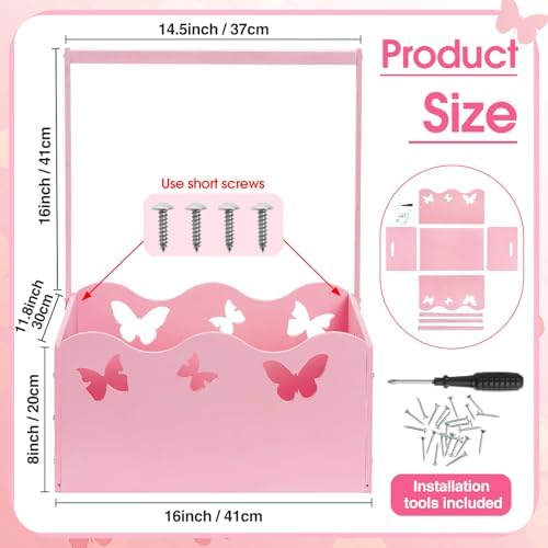Suzile Wooden Baby Shower Crate Closet, Butterfly, Pink - Image 2