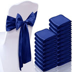 XunYee 80 Pack Satin Chair Sashes for Wedding Chair Decoration Chair Cover Bow Ties Sash for Engagements Graduations Events Banquet Parties Supplies (Royal Blue) by XunYee