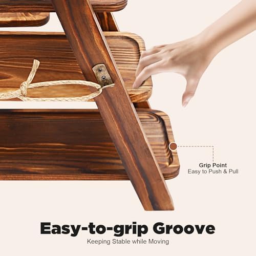 3 Tier Wooden Cupcake Serving Tray Desert Table Display Set Staircase Swing Shaped Decorative Display Stand for Wedding Party - Image 4