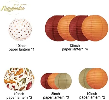 NICROLANDEE Fall Wedding Decorations Set - Tissue Pom Poms, Dots Paper Garland, Maple Leaves Hanging Paper Lanterns, Crepe Paper Streamers for Autumn Harvest Party - Image 6