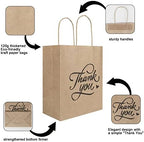 bagmad 100 Pack 8x4.75x10 Inch Medium Brown Paper Gift Bags with Handles Bulk, Thank You Kraft Paper Bags for Party Favors Grocery Retail Shopping Wedding Craft Sacks (Plain Natural, 100pcs Count) - Image 4