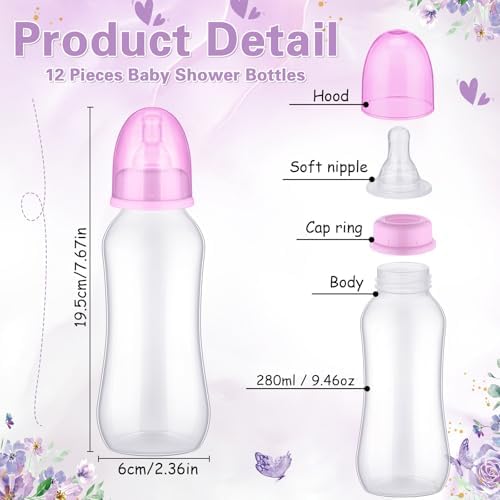 Trelaco 12 Pcs Baby Shower Bottle Chug Game, Butterfly, Purple - Image 3