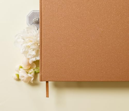 MUUJEE Personalized Guestbook in Bronze Shimmer - Premium Custom Modern Guest Book for Wedding Reception, Birthday Party or Events w/Bookmark Blank Pages for Signing 11.5 x 8.5 inches - Image 4
