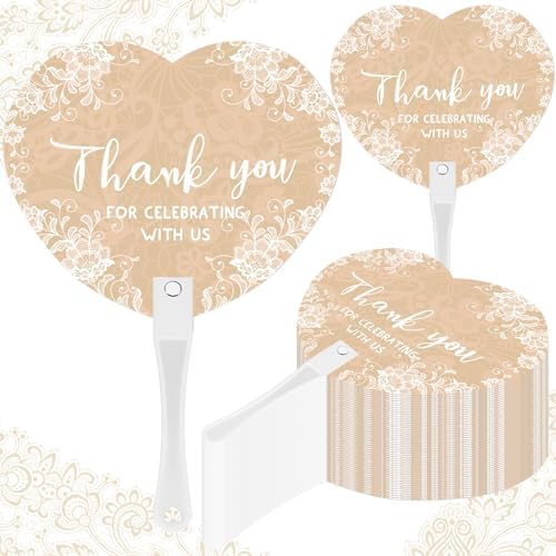 50 Pcs Wedding Hand Plastic Fans Boho Lace Bridal Shower Favors by Duucoepl