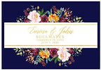 Andaz Press Custom Personalized Disposable Paper Placemats, 12 x 18 Inch, Set of 25, Navy Floral Soulmates Together in Love, Tableware, Dining, Tabletop, Table Setting for Wedding, Bridal Shower by AndazPress
