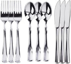 Prestee 600 Piece Plastic Silverware Set - 200 Silver Plastic Forks, Spoons and Knives - Heavy-Duty Utensils - Reusable and Disposable Cutlery Set for Weddings, Thanksgiving, and Christmas Parties by Prestee