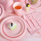 Aodaer 400 Pieces Pink Party Supplies Disposable Dinnerware Set Include Plastic Plates Cups Knives Forks Spoons Paper Napkins for Birthday Wedding Graduation Parties, Serve 50 Guests - Image 5