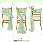 YMHPRIDE 60 PCS Sage Green Satin Chair Sashes, 7x108 Inch Ties Chair Bows - Image 5