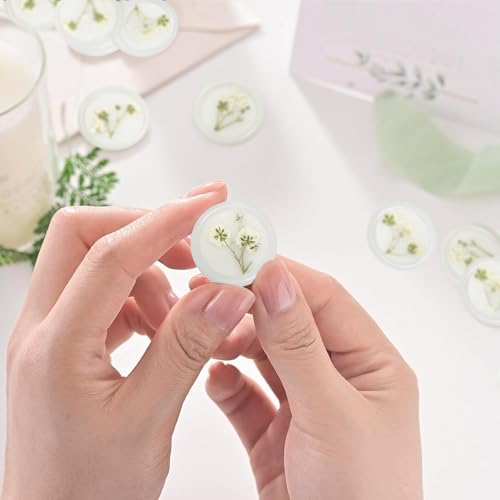 100 Pcs Baby's Breath Adhesive Wax Seal Stickers White Dry Floral Backing Envelope Seals Perfect for Wedding Invitations,Bridal Shower Party - Image 7