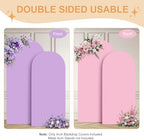 Pink Purple Arch Backdrop Cover Set of 2 (6FT/7.2FT) Arch Cover Spandex Wedding Arch Stand Covers for Birthday Party Baby Shower Girls Bridal Shower Photo Balloon Arch Covers Backdrop Background - Image 3