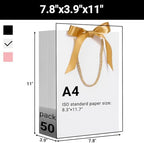 EUSOAR White Gift Bags - 50pcs 7.8"x3.9"x11" Party Favor Bags with Handle for Business, Wedding, Baby Shower Guests - Image 2