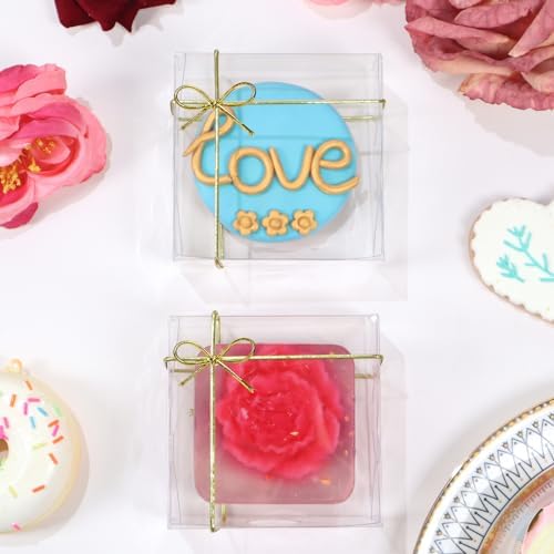 3.3"X3.3"X1.5" 100PCS Clear Chocolate Truffle Boxes for Cookies, Soap, Donuts, Macarons, Mini Bakery, Brownies - Image 4