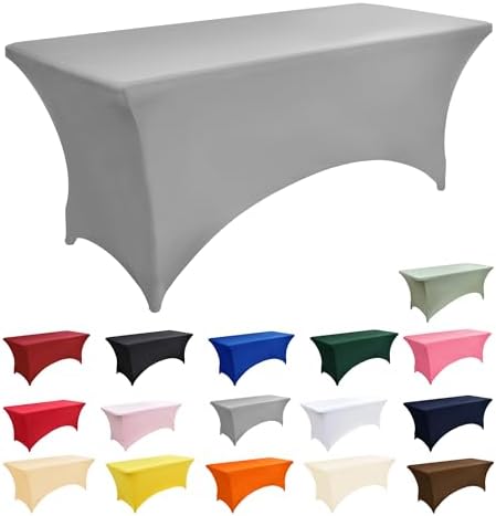 114 10-Pack 6ft Spandex Table Covers for Rectangle Standard Folding Tables - Wrinkle Resistant Stretch Tablecloths - Ultimate Fitted Table Protector for Parties, Banquet, and Wedding - Image 3