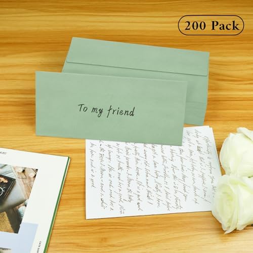 200 Pack Sage Green #10 Business Envelopes Letter Size Self-Seal - Image 4