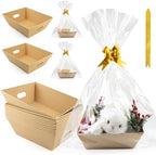 10PACK Empty Gift Basket Set, 11.8x9.8” Thick Kraft Market Tray Gift Basket by AKOBEARLA