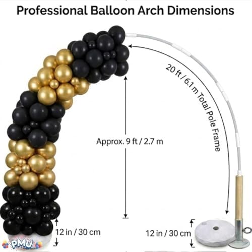 PMU DIY Professional Balloon Arch Premiere Kit (Black and Gold) Balloon Garland for Party Decoration, Decoration Kit for Birthday Party, Wedding, Graduation, Baby Shower (41696-61646-73005) Pkg/1 - Image 5