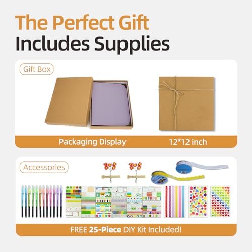 Vienrose DIY Scrapbook Photo Album Kit,12x12 Inch,60 Pages,Light Purple - Image 4