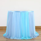 Frozen Theme Party Tulle Table Skirt for Rectangle Tables 14ft Blue Ruffle Tutu Table Cloth Cover for Winter Wonderland Baby Shark Baby Shower Birthday Party Wedding Decorations - Image 4