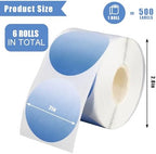 FYSUIMU 3000Pcs Gradient Thermal Label 2 Inch Circle Direct Thermal Sticker 6 Colors Round Adhesive Printer Decal for DIY Name Tag Logo Design, 6 Rolls (Pack of 2) - Image 2