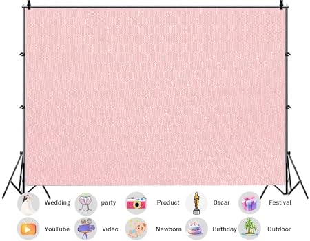 Soft Pink Blush Subtle Honeycomb Woven Texture Backdrop Pastel Rose Background Baby Shower Gender Reveal Bridal Party Decorations Newborn Portrait Photo Studio Props 9X6ft Fabric - Image 2