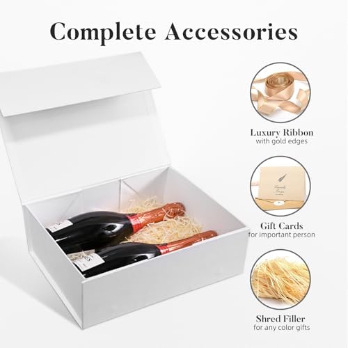 LIFELUM White Magnetic Gift Box for Wedding Presents, 14"x8.5"x4.5" - Image 5