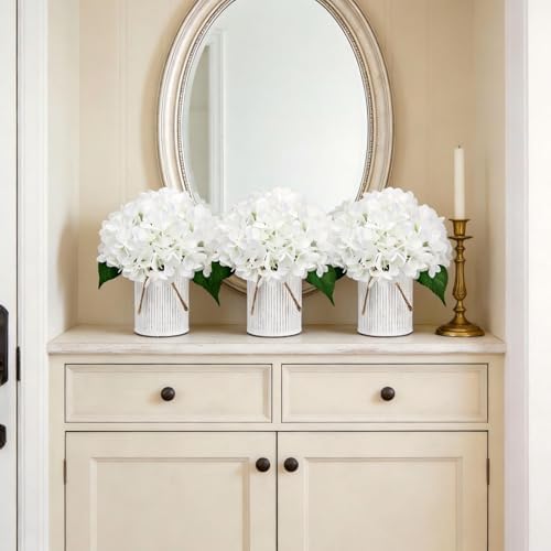 Ivory White Flower Table Centerpieces,Set of 6, Hydrangeas - Image 7