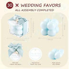 ACITHGL 30 Sets Fully Assembled Small Bubble Candle Party Favors for Guests Bulk Bridal Showers Favors Candles with Stylish Ribbons Thank You Cards Gifts (Shimmering Blue) - Image 2