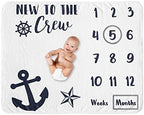 Sweet Jojo Designs Nautical Sailor Boy Girl Milestone Blanket Monthly Newborn First Year Growth Mat Baby Shower Memory Keepsake Gift Picture - Navy Blue White Anchors Ocean Sailboat Sea Gender Neutral by SweetJojoDesigns