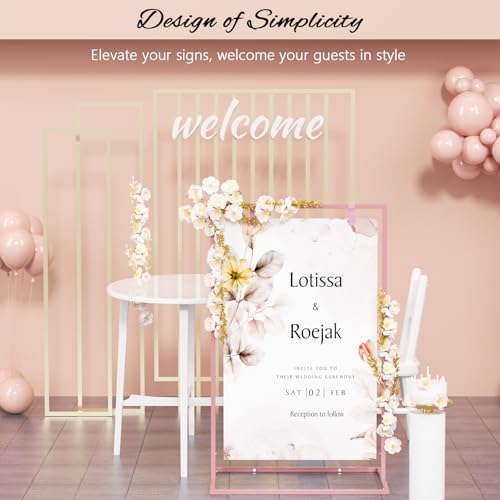 50H" Wedding Welcome Sign Stand with 8 Pair Satin Ribbon & 2 Leather Strap - Image 2