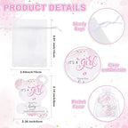 Domensi 75 Pcs Baby Shower Favors Bear Opener Magnet Card Organza Bag, Girl - Image 3