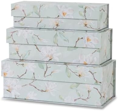 Soul & Lane - Magnetic Decorative Storage Boxes, Set of 3, Ethereal Blossom by SoulLane