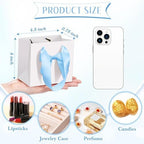 Kolldenn 50 Pcs Small White Gift Bags Bulk with Blue Bow Ribbon Handles - Image 5