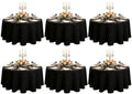 DRESSMAKER 6 Pack Round Table Cloth 90 Inch Black Cloth Fit 6FT Round Table by Dressmaker