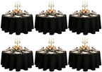 DRESSMAKER 6 Pack Round Table Cloth 90 Inch Black Cloth Fit 6FT Round Table by Dressmaker