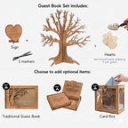 Wedding Guest Book Tree Alternative for Reception, Personalised Wooden Family Sign Tree with Hearts - Image 3