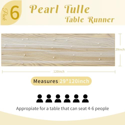 Pearl Table Runner Tulle Gauze Sheer Wedding Party Home Decor - Image 3