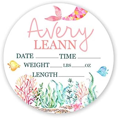 Birth Stat Sign Personalized for Newborn Baby | 12" Mermaid Design | Crib & Nursery Decor, Photography Prop, Baby Shower Gifts, Gender Reveal, Pregnancy Announcement, Hickory Hollow Designs by HickoryHollowDesigns